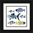 thumbnail image 1 of Barnes, Victoria 12x12 Black Ornate Wood Framed with Double Matting Museum Art Print Titled - Patterned Fish II, 1 of 4