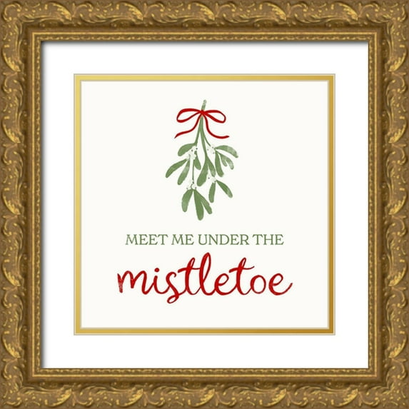 Barnes, Victoria 12x12 Gold Ornate Wood Framed with Double Matting Museum Art Print Titled - Mistletoe Wishes I