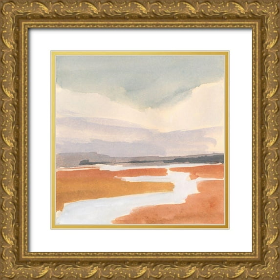 Barnes, Victoria 12x12 Gold Ornate Wood Framed with Double Matting Museum Art Print Titled - Umber Marsh I