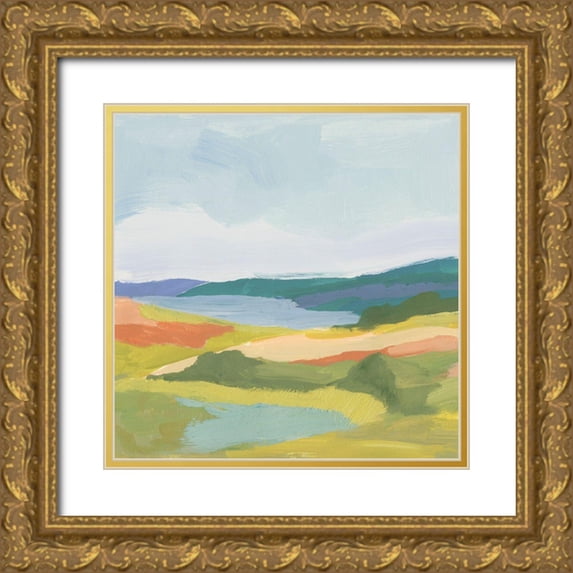 Barnes, Victoria 12x12 Gold Ornate Wood Framed with Double Matting Museum Art Print Titled - Vivid Bay View II