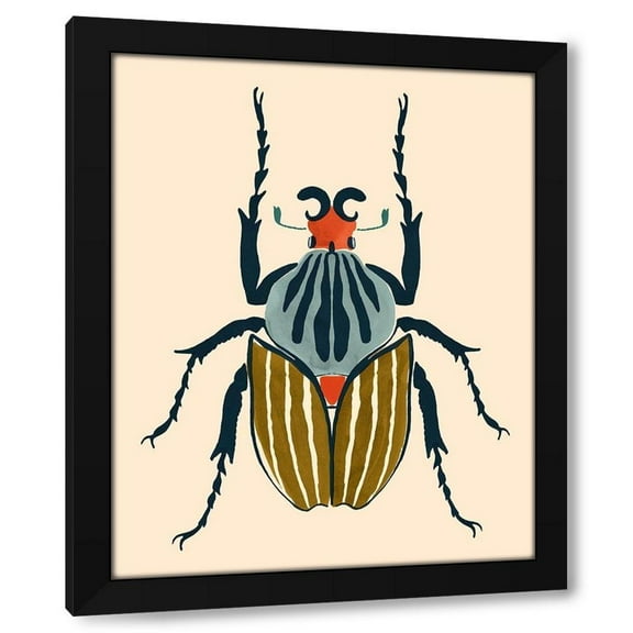 Victoria Barnes 12x14 Black Modern Wood Framed Wall Art Titled - Beetle Bug I