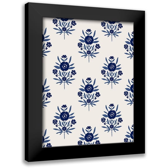 Barnes, Victoria 12x14 Black Modern Framed Museum Art Print Titled - Indigo Bloom Pattern II