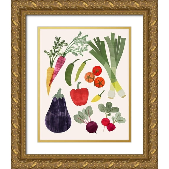 Barnes, Victoria 12x14 Gold Ornate Wood Framed with Double Matting Museum Art Print Titled - Garden Offering I