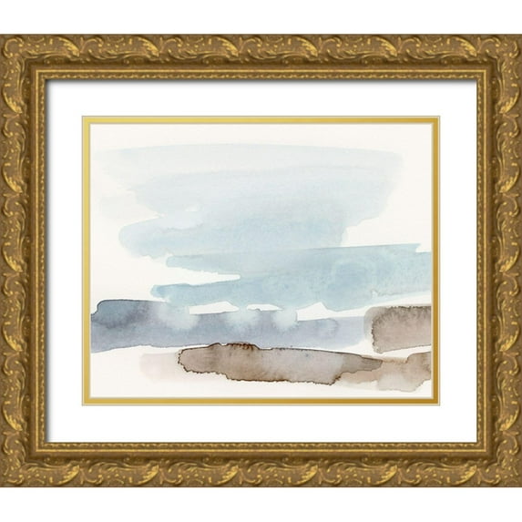Barnes, Victoria 14x12 Gold Ornate Wood Framed with Double Matting Museum Art Print Titled - Coastal Tones I