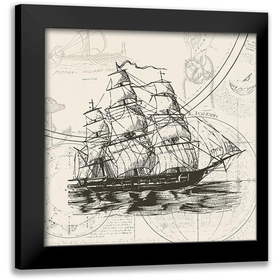 Barnes, Victoria 15x15 Black Modern Framed Museum Art Print Titled - Anchors Away III