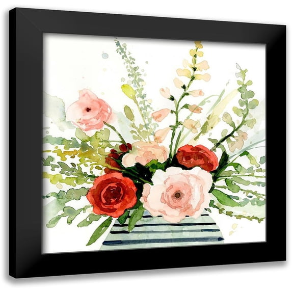 Barnes, Victoria 15x15 Black Modern Framed Museum Art Print Titled - Splashy Bouquet I