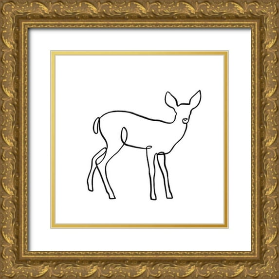 Barnes, Victoria 15x15 Gold Ornate Wood Framed with Double Matting Museum Art Print Titled - Critter Contour VII