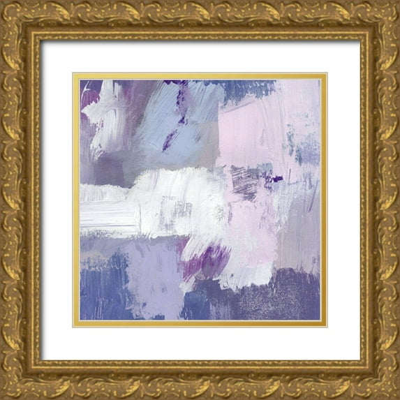 Barnes, Victoria 15x15 Gold Ornate Wood Framed with Double Matting Museum Art Print Titled - Periwinkle Pastiche III