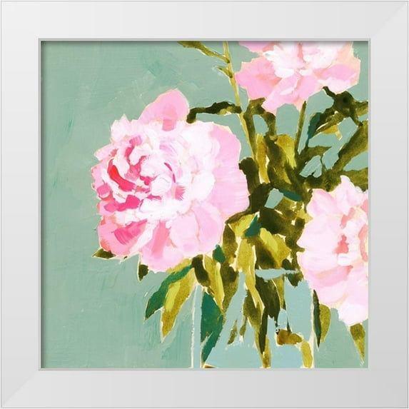 Barnes, Victoria 15x15 White Modern Wood Framed Museum Art Print Titled - Popping Peonies IV