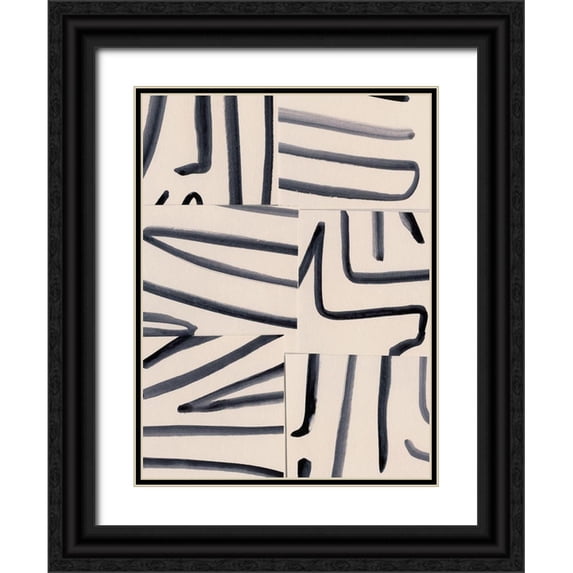 Barnes, Victoria 15x18 Black Ornate Wood Framed with Double Matting Museum Art Print Titled - Spliced Lines III