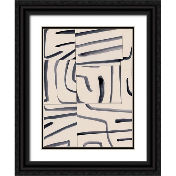 Barnes, Victoria 15x18 Black Ornate Wood Framed with Double Matting Museum Art Print Titled - Spliced Lines II