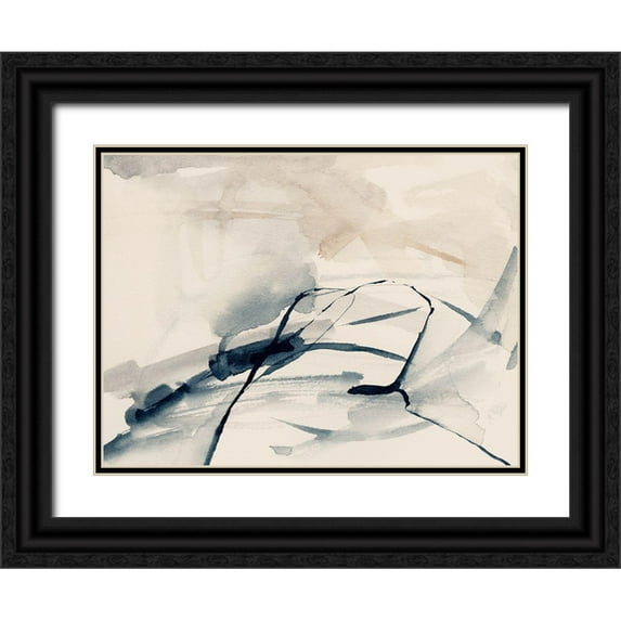 Barnes, Victoria 18x15 Black Ornate Wood Framed with Double Matting Museum Art Print Titled - Intuitive Indigo Markings III