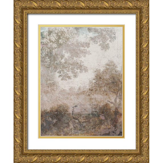 Barnes, Victoria 19x24 Gold Ornate Wood Framed with Double Matting Museum Art Print Titled - Fresco Collage II