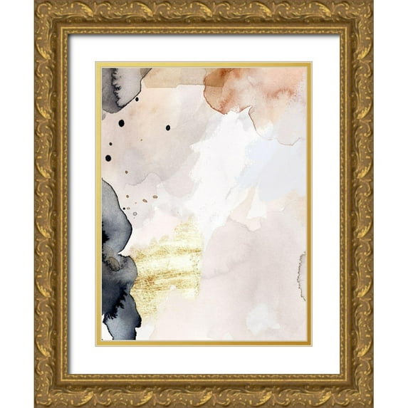Barnes, Victoria 19x24 Gold Ornate Wood Framed with Double Matting Museum Art Print Titled - Indigo Blush and Gold III