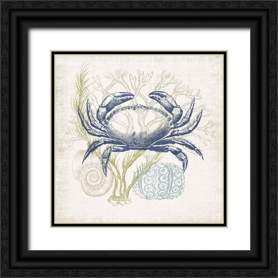 Barnes, Victoria 20x20 Black Ornate Wood Framed with Double Matting Museum Art Print Titled - Antique Coastal Ephemera I