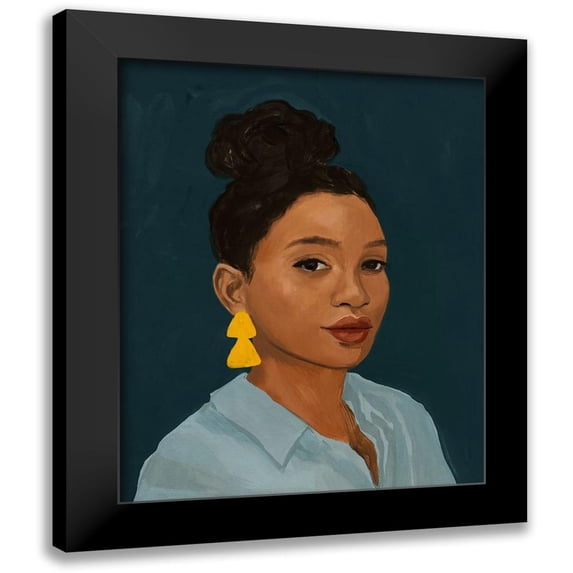 Barnes, Victoria 20x24 Black Modern Framed Museum Art Print Titled - Figure in Yellow Earring