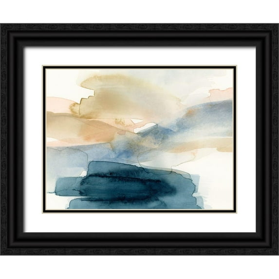 Barnes, Victoria 24x19 Black Ornate Wood Framed with Double Matting Museum Art Print Titled - Watercolor Swathe I