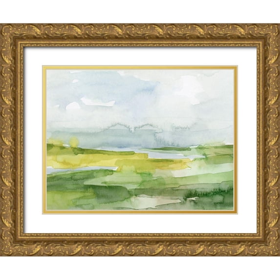 Barnes, Victoria 24x19 Gold Ornate Wood Framed with Double Matting Museum Art Print Titled - Watery Lowlands II