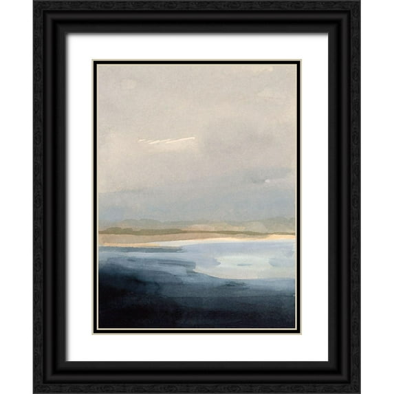 Barnes, Victoria 25x32 Black Ornate Wood Framed with Double Matting Museum Art Print Titled - Misty Sea I