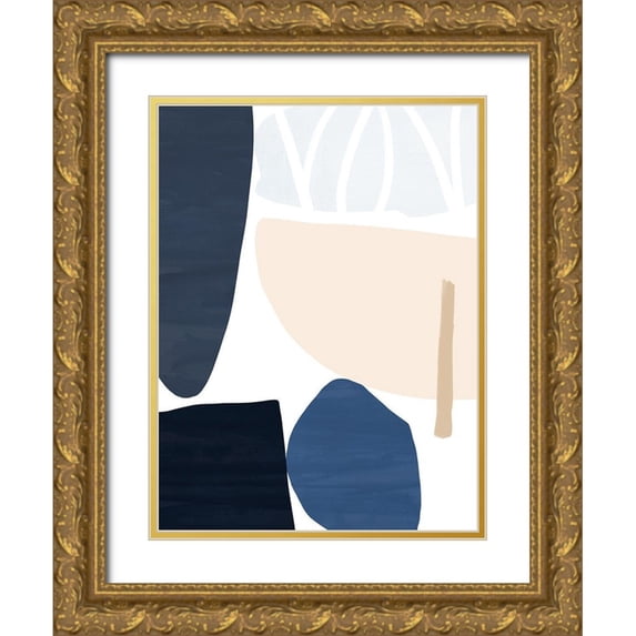 Barnes, Victoria 25x32 Gold Ornate Wood Framed with Double Matting Museum Art Print Titled - Denim and Sand I