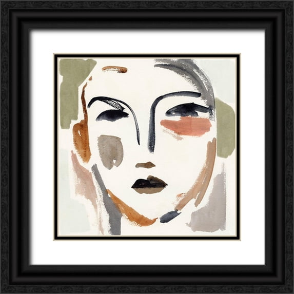 Barnes, Victoria 26x26 Black Ornate Wood Framed with Double Matting Museum Art Print Titled - Face Fragments II