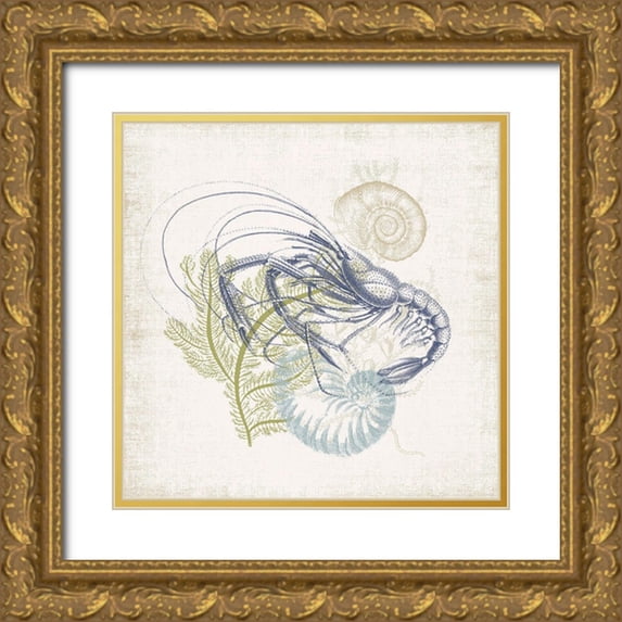 Barnes, Victoria 26x26 Gold Ornate Wood Framed with Double Matting Museum Art Print Titled - Antique Coastal Ephemera V