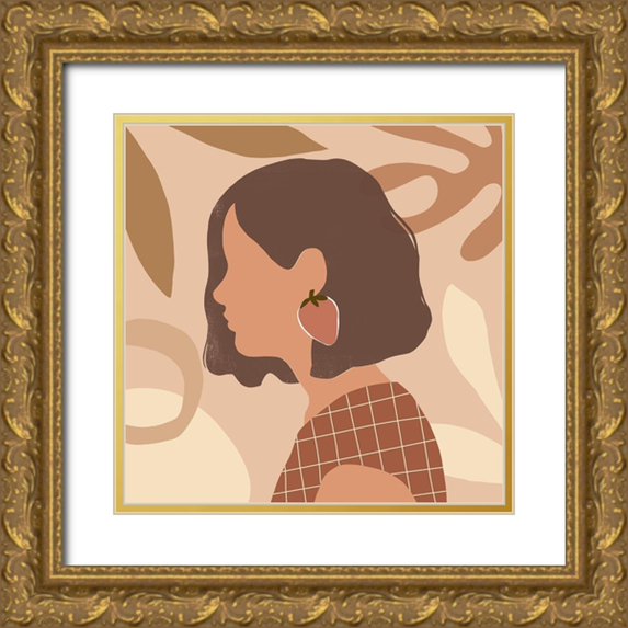 Barnes, Victoria 26x26 Gold Ornate Wood Framed with Double Matting Museum Art Print Titled - Fruit Earring IV