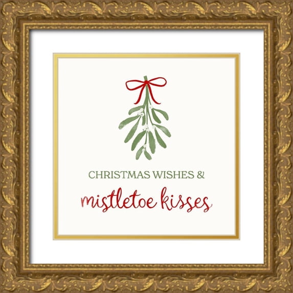Barnes, Victoria 26x26 Gold Ornate Wood Framed with Double Matting Museum Art Print Titled - Mistletoe Wishes II