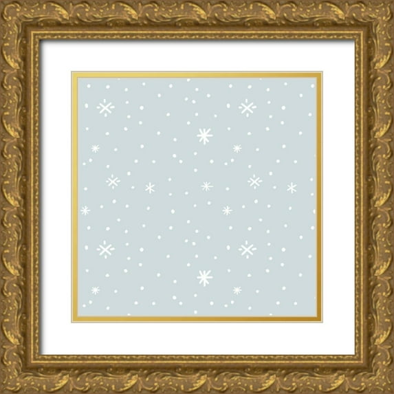 Barnes, Victoria 26x26 Gold Ornate Wood Framed with Double Matting Museum Art Print Titled - Snow Globe Village Collection H