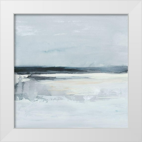Barnes, Victoria 26x26 White Modern Wood Framed Museum Art Print Titled - Inky Coastline I