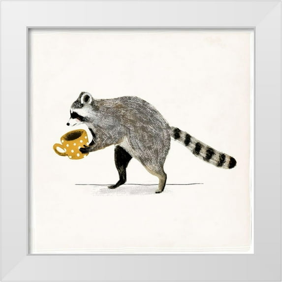 Barnes, Victoria 26x26 White Modern Wood Framed Museum Art Print Titled - Rascally Raccoon III