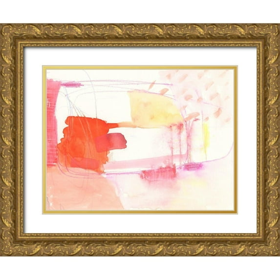 Barnes, Victoria 32x25 Gold Ornate Wood Framed with Double Matting Museum Art Print Titled - Aprikose II