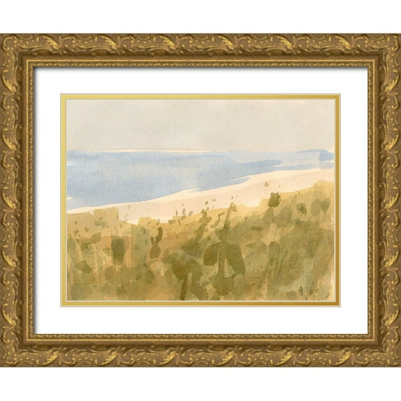 Barnes, Victoria 32x25 Gold Ornate Wood Framed with Double Matting Museum Art Print Titled - Brushy Coast II