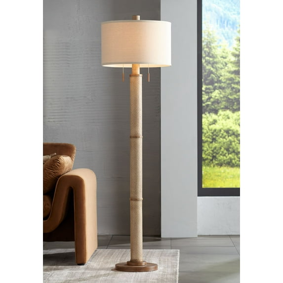 Barnes and Ivy Santiago Modern Country 65" Tall Standing Floor Lamp Column Pull Chain Brown Hammered Finish Living Room Bedroom