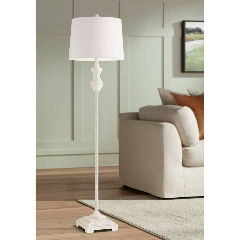 Barnes and Ivy Verona Traditional Shabby Chic 61 1 2 inch Tall Standing Floor Lamp Skinny Vintage White Living Room Bedroom House