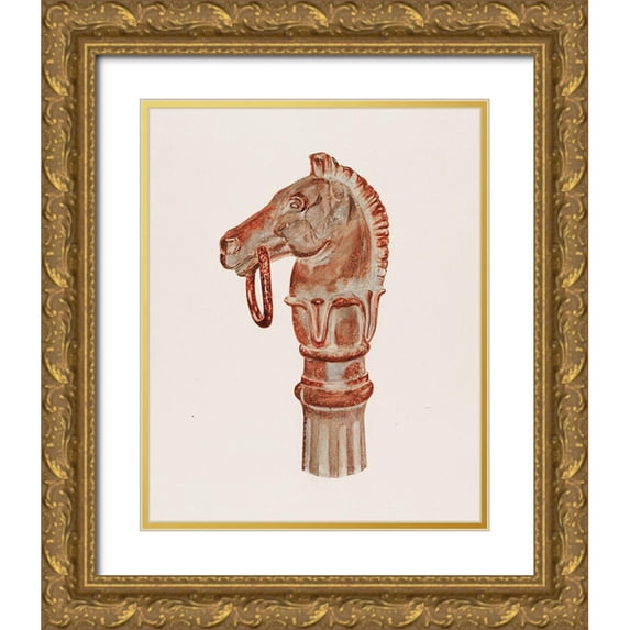 Barnett, Gerard 12x14 Gold Ornate Wood Framed with Double Matting Museum Art Print Titled - Hitching Post 1940