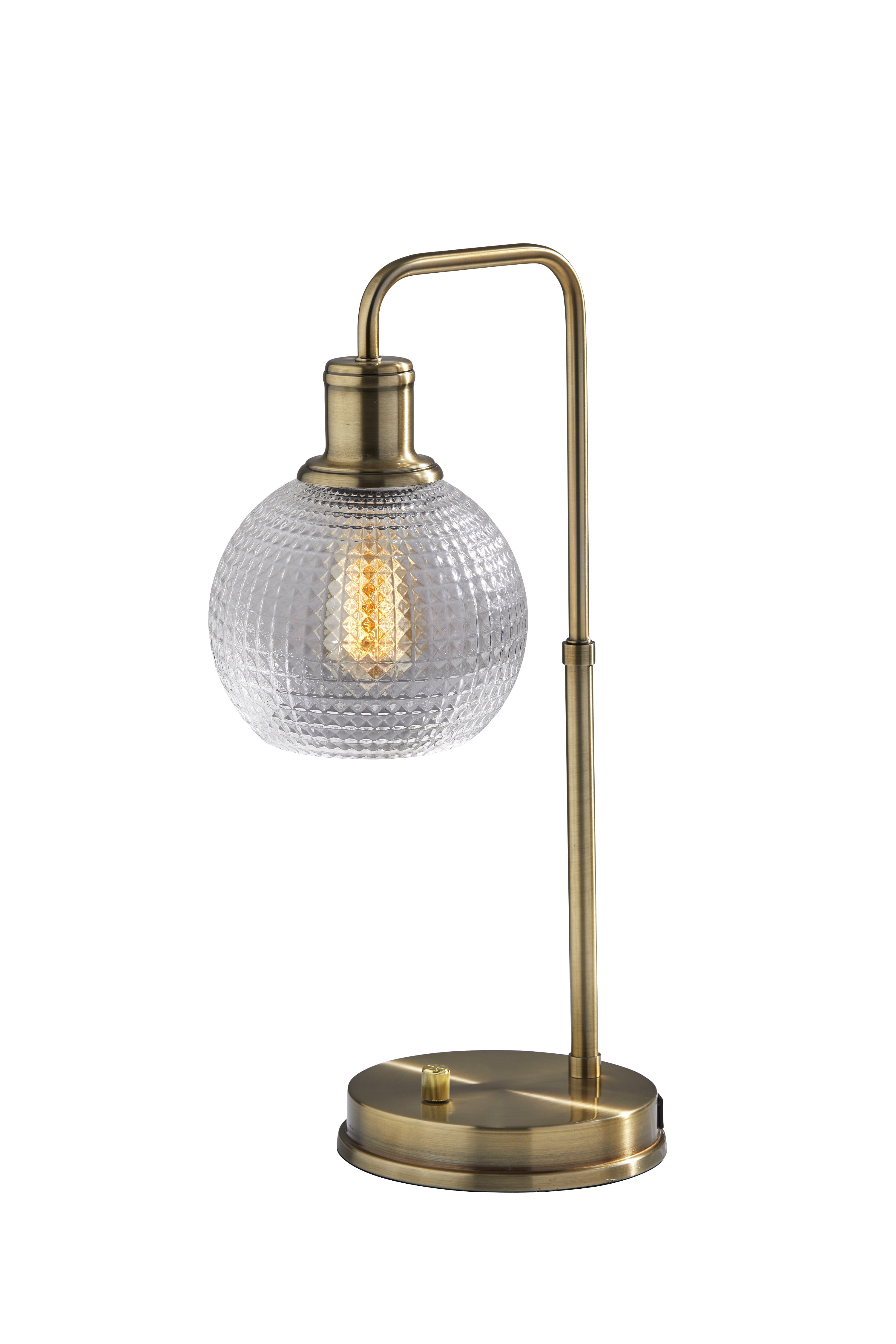 Antique Brass Globe Desk Lamp with Clear Glass Shade