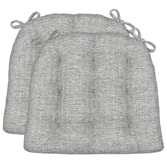 Barnett Home Decor Dining Chair Cushions with Ties, 16.5 x 18, Pack of 2 – Brisbane Silver Grey Tweed – Stain-Resistant Performance Fabric, Latex Foam Fill, Made in USA