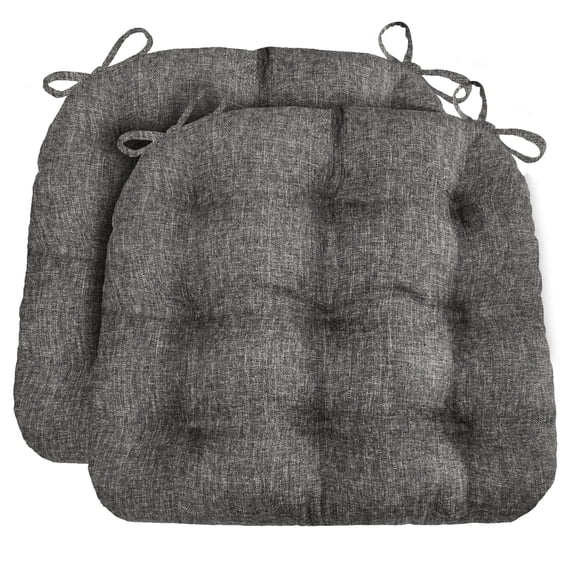 Barnett Home Decor Hayden Dining Chair Cushions with Ties, Size Small, Pack of 2 – Grey ( Gray ) – Reversible, Machine Washable, Latex Foam Fill, Linen Look