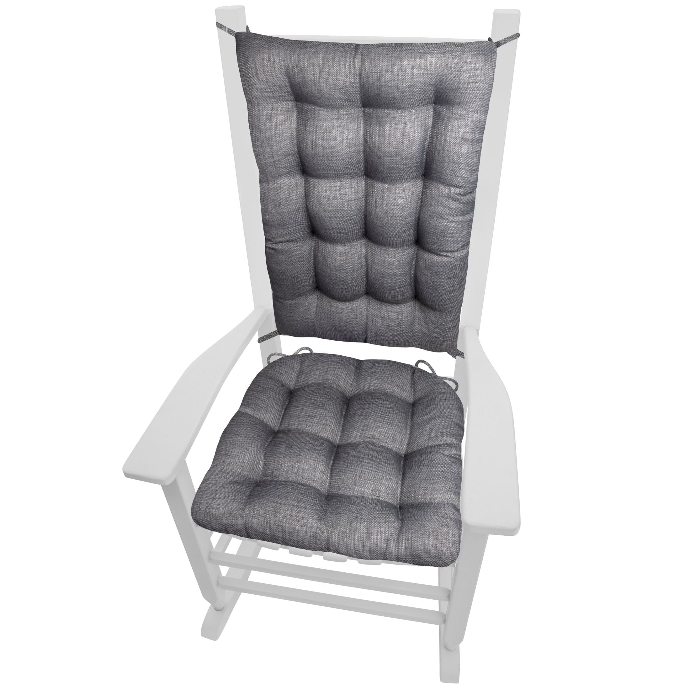 Barnett Home Decor Outdoor Rocking Chair Cushions – Rave Graphite Grey Solid, Extra-Large Set Seat 19x19 & Back 18x23, Fade & Weather Resistant Porch Rocker Cushions