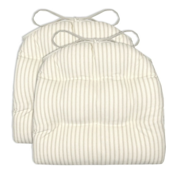 Barnett Home Decor Tolix Chair Cushions - Ticking Stripe Natural Industrial Style 14 x 14 - 100% Cotton, Latex Foam Fill - Made in USA (Pack of 4)