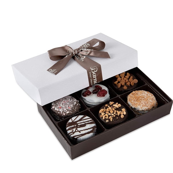Barnett's Chocolate Cookies Favors Gift Box Sampler, Gourmet Christmas Holiday Corporate Food Gifts, Mothers & Fathers Day, Thanksgiving, Birthday or Get Well Care Package Idea, 6 Unique Flavors