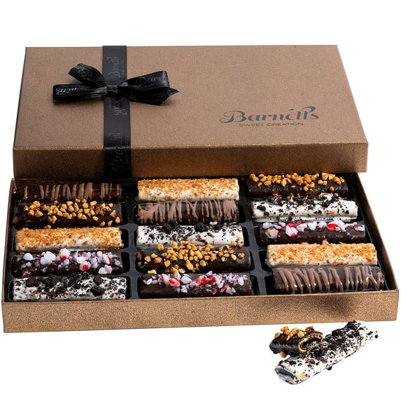 Barnett's Cookies Gourmet Chocolate Covered Hazelnut Wafers | 2020 Food Gift Birthday Baskets | Prime Holiday, Thanksgiving, Christmas & Valentines Day Gifts Delivery For Him & Her, Men & Women