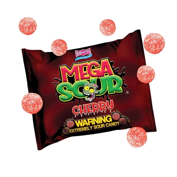 Barnetts Mega Sour Cherry Candy, Ultra Sour Coating, 104g Bag