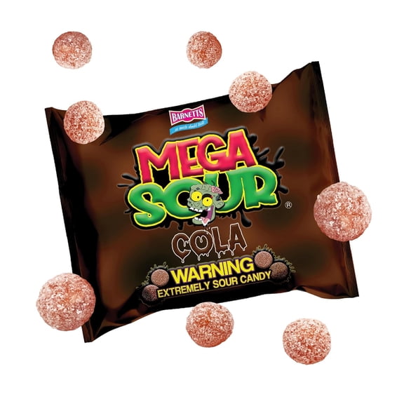 Barnetts Mega Sour Cola Candy, Ultra Sour Coating, 104g Bag