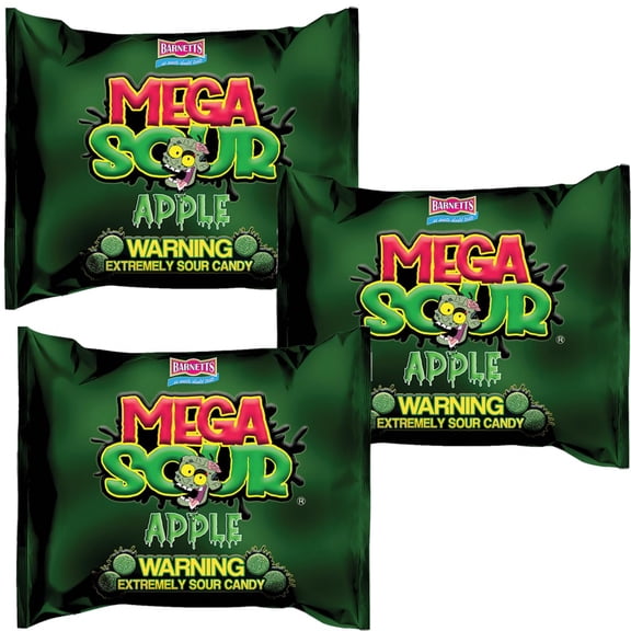 Barnetts Sweets Mega Sour Candy Apple 104g (Pack of 3) Handmade British Hard Sweets Extreme Sour Candy Challenge