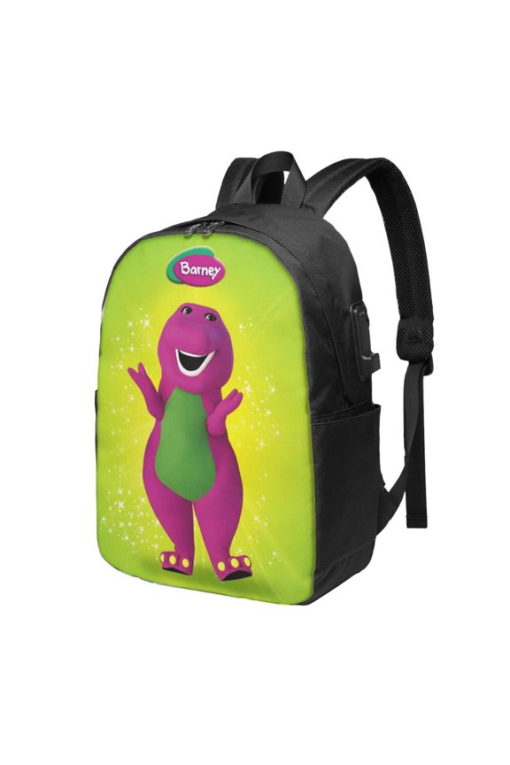 Barney And Friends Backpack Large Laptop Bookbag with usb Charging Port College Travel Hiking School Computer Daypack Rucksack