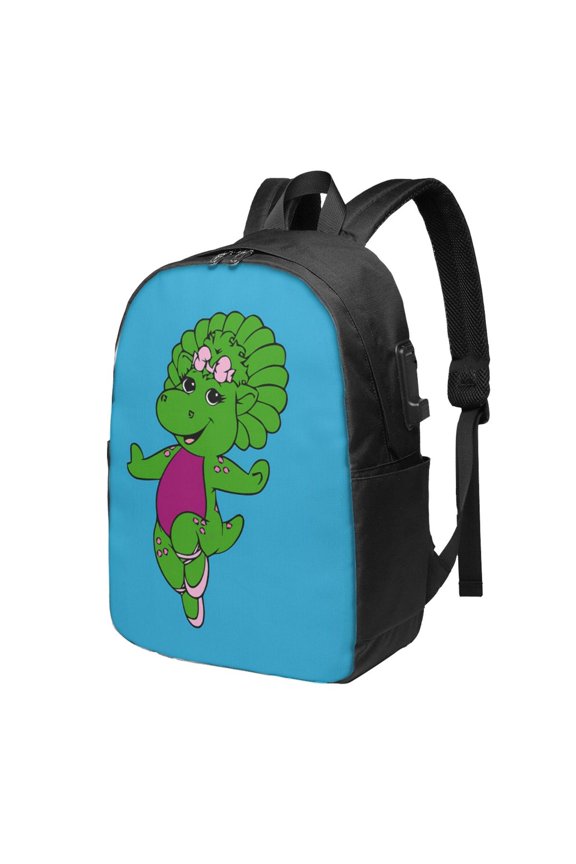 Barney And Friends Backpack Large Laptop Bookbag with usb Charging Port College Travel Hiking School Computer Daypack Rucksack