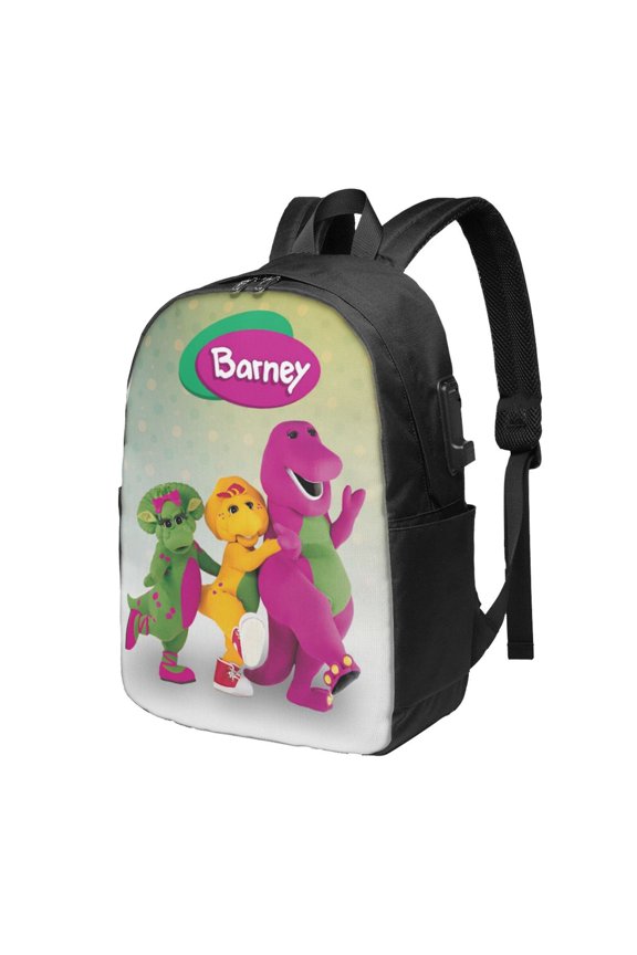 Barney And Friends Backpack Large Laptop Bookbag with usb Charging Port College Travel Hiking School Computer Daypack Rucksack