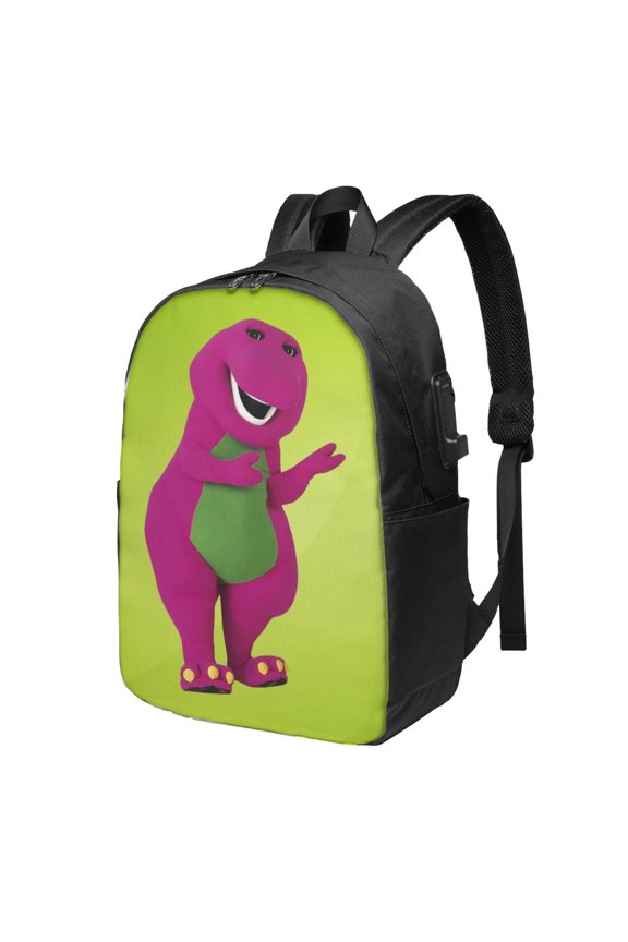 Barney And Friends Backpack Large Laptop Bookbag with usb Charging Port College Travel Hiking School Computer Daypack Rucksack